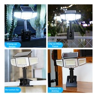 Lampadaire LED solaire transfrontalier à trois têtes, étanche IP65, avec détecteur de mouvement, pour usage domestique, extérieur, cour et route