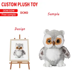 CPC Custom plush toy OEM/ODM free sample Plush Fluffy Grey Owl
