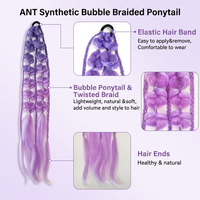 Queue de cheval tressée bicolore violette de 24 pouces, extension de cheveux en fibre haute température avec bande élastique, tresse torsadée, couleur personnalisée