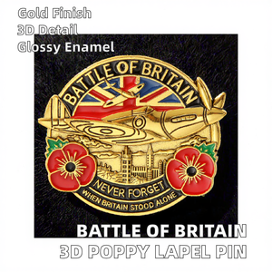 Insignia de Recuerdo de Battle Britain Love Letters, Nunca Olvidaremos a Gran Bretaña, en Estado de Lucha, con Relieve 3D, Flor de Amapola, Avión de Combate, Esmalte, para Solapa - Product Image 2