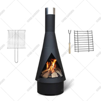Cheminée extérieure en acier corten conique, à bois, avec capuchon, écologique, certifiée CE