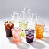 Couvercles jetables biodégradables transparents en PET pour gobelets 12oz-24oz, pour boissons froides, bubble tea, vente en gros, personnalisables avec logo, qualité alimentaire, directement de l'usine
