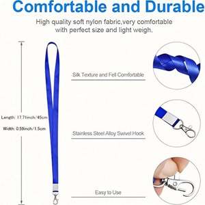 15 couleurs de lanières avec clip pour badges d'identification et clés, lanière de cou durable, porte-badges, porte-monnaie, porte-téléphone, porte-clés USB - Product Image 2