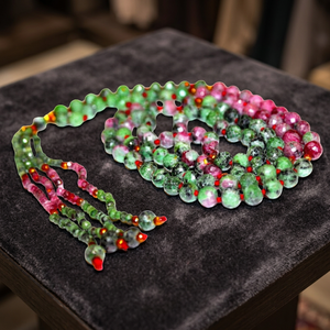 Collar de Mala con Piedras Preciosas de Zoisita Rubí de 7mm, Collar de Borlas con Cuentas Facetadas de Múltiples Hilos, Unisex, para Yoga, Meditación, Regalo para Fiestas, Gemas Rudra - Product Image 1