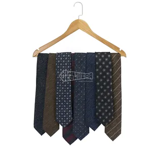 Corbata a rayas marrones florales de seda para hombre, corbata geométrica, corbatas de lujo de lana formales lisas para hombre, rojo y azul