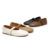 Chaussures plates Mary Jane à bretelles élastiques pour femmes, chaussures décontractées à enfiler en cuir souple