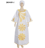 Robe de soirée africaine de luxe à manches longues en soie et mousseline de soie Boubou