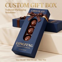 Boîte alimentaire haut de gamme personnalisée avec logo, en matériaux recyclés, couvercle et base, emballage cadeau pour chocolat avec fenêtre en PVC, ruban doré et nœud.