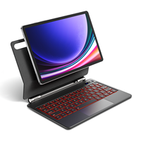 Casing Keyboard Ajaib Nirkabel BT Kapasitif USB Tipe C dengan Lampu Latar untuk Tab S9+/s9/s9 Fe/s8/s7, Dudukan Magnetik Cantilever Mengambang