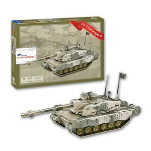 Militaire Tank Speelgoed Challenger 2 Model Papier 3D Puzzel Tank Met 71 Stuks