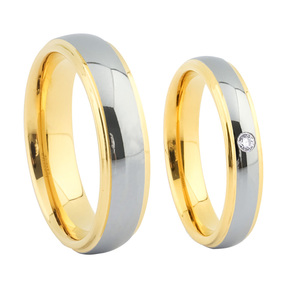 Anillos de tungsteno para hombre y mujer, joyería de moda chapada en oro de 18k, anillos de boda para hombres y mujeres - Product Image 1