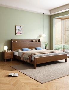 High Quality Natural Solid Wood <b>Bed</b> <b>Frame</b> with Storage Headboard, Simple Modern Platform <b>Bed</b> for Bedroom Furniture - Product Image 4