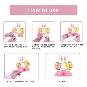 Abanicos Decorativos de Papel con Forma de Conejo para Pascua, Adornos de Panal, Más Vendidos - Product Image 4
