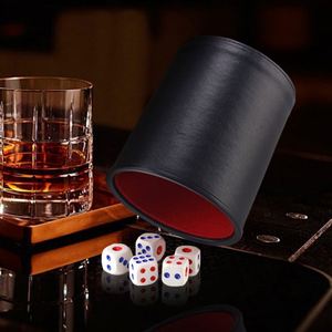 Gobelet à dés professionnel doublé de feutre en cuir PU, silencieux, avec 6 dés à points pour les soirées en bar et les jeux de société - Product Image 4
