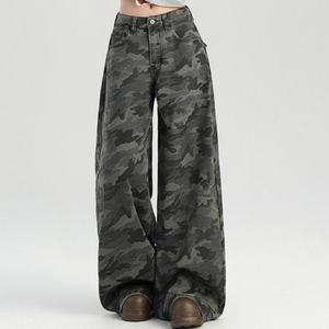 Jeans Anchos Personalizables para Mujer, Transpirables, de Mezclilla, Estilo Camuflaje, Holgados, a la Moda, Casuales, OEM Disponible - Product Image 2