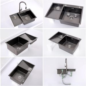 <span class=keywords><strong>Fregadero</strong></span> <span class=keywords><strong>Grande</strong></span> para Lavandería con Tabla de Fregar Integrada y Lavabo, Lavadero Doméstico de una Sola Tina con Kits de Drenaje - Product Image 5