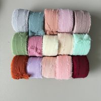 Ruban en mousseline de soie de luxe 3CM*20M/Rouleau, fait main, pour emballage floral, décoration de boîte cadeau, bords effilochés, couleur nude, pour décoration de mariage