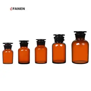 Fanen 125ml 250ml 500ml flaconi da farmacia a bocca larga flacone di reagente per barattoli di farmacia da laboratorio in vetro ambrato