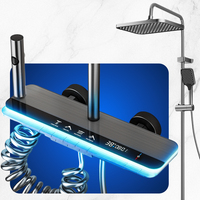 Ensemble de douche thermostatique à affichage numérique 4 fonctions avec pommeau de pluie et douchette à main, finition bronze, vente en gros usine OEM ODM