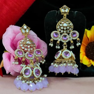 Superior Quality Traditional Kundan Jhumka Earrings Elegant Royal Design <b>Acrylic</b> Pearl Drop Ear <b>Jewelry</b> for Women Fashion Dangle - Product Image 1