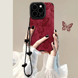 Funda de Teléfono Estilo Chino con Diseño de Mariposa, Cadena y Textura de Gamuza, Antigolpes, para Teléfonos de Lujo, Venta al Por Mayor de Fábrica - Product Image 3