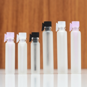 Factory 1ml 2ml Clear Frost Tester Sample Tube Glass Perfume Bottle Vials with Plastic Stopper