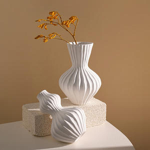 Vase en céramique de style européen simple, motif coquillage, texture givrée, pot de fleurs hydroponique, décoration créative pour la maison - Product Image 2