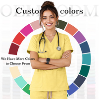 Seragam Medis Warna Sesuai Pesanan, Set Baju Scrub 72% Poliester 21% Rayon 7% Spandex, Pakaian Perawat Wanita, Baju Klinik Rumah Sakit
