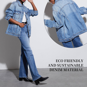 Denim costume femmes 2025 nouveau lavé ample costume décontracté droite jambes larges glisser pantalon mode <span class=keywords><strong>veste</strong></span> - Product Image 3