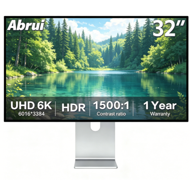 Abrui 32 Inch 6k Monitor Glossy Screen Studio Display Vertical Screen Monitor 6k 32 Inches Compatible Thunderbolt 4 for Design