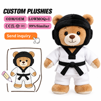 Fabricant de jouets en peluche OEM ODM, ours en peluche personnalisé d'arts martiaux, jouet en peluche sportif sur mesure avec uniforme