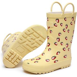 Botas de Lluvia Impermeables para Niños Pequeños con Asas de Agarre, Botas de Goma para Niños con Lindos Estampados para Jugar al Aire Libre - Product Image 3