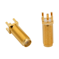 Konektor Koaksial RF SMA Female Jack Lurus untuk PCB Mount, Panjang Tambahan Tipe SMA-KWE 0-6GHz Berlapis Emas untuk Modul Antena