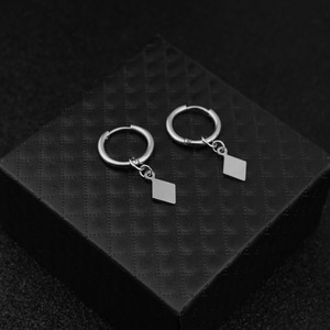 Boucles d'oreilles pendantes carrées en acier inoxydable au design simple et original 2026, plaquées argent, unisexes, bijoux tendance, vente en gros - Product Image 2