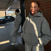 Ensemble de sweats à capuche léopard personnalisés pour hommes, vente en gros, 100 % coton, vierges, coupe oversize, haute qualité, 500 g/m², poids lourd pour hommes