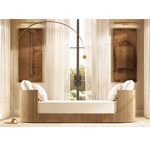 Canapé-lit RH haut de gamme en chêne américain, taille personnalisable, cadre nervuré cannelé, banquette de chambre <span class=keywords><strong>à</strong></span> coucher rembourrée de luxe RH - Product Image 2