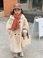 Manteau d'hiver mi-long à capuche en fausse fourrure de vison pour enfants, unisexe, à double boutonnage, épaissi, style coréen, 100-140 cm