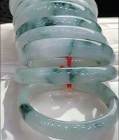 Bracelet en jadéite birmane naturelle de qualité supérieure, motif floral bleu flottant, avec certificat CMA, vente en gros, taille 49-52 mm