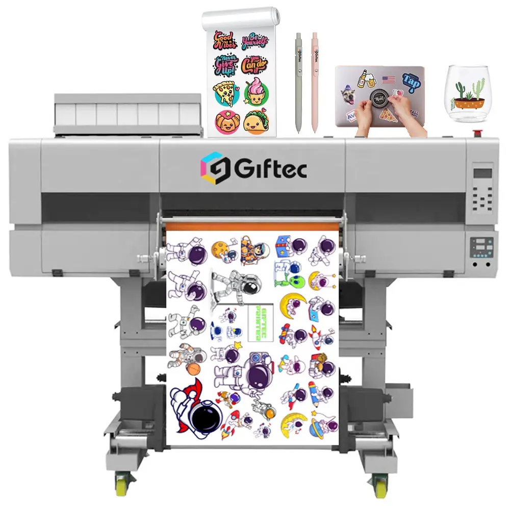 Giftec 산업 자동화 기계 UV DTF 스티커 프린터 노트북 커버 기계 A1 uv 금박 롤 프린터에 사용자 정의 인쇄