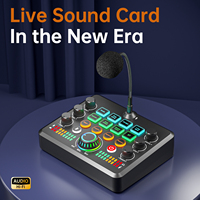 F682 Live-Soundkarte Audio-Interface mit Eingebautem Mikrofon RGB-Beleuchtung Geräuschunterdrückung für 4 Soundeffekte für Live-Auftritte