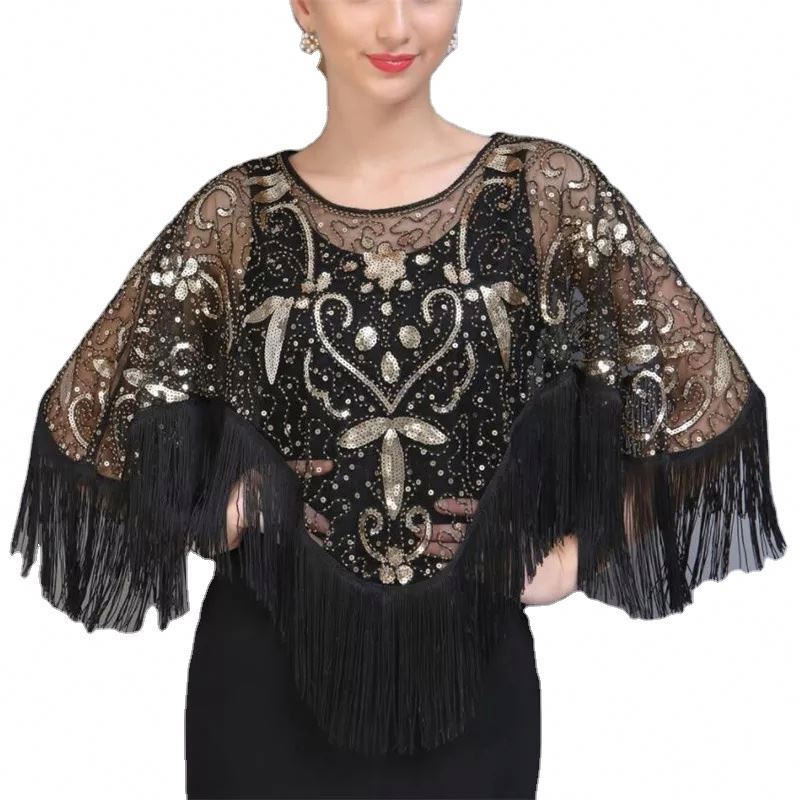 1920s Inspired Purple Black Golden Sequin