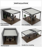 Pergola motorisée électrique en aluminium avec toit extensible, cadre en PVC, éclairage LED, imperméable pour jardin, patio et balcon
