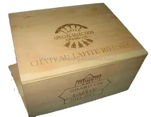 Personalizado 6-uma garrafa de vinho madeira caixa de transporte com silk-screen o logotipo da impressão