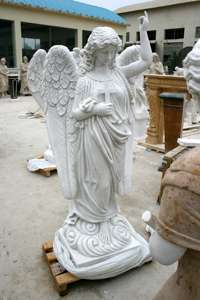 Décoration extérieure de jardin personnalisée Sculpture en <span class=keywords><strong>pierre</strong></span> grandeur nature Religieux en marbre blanc Statue de Saint <span class=keywords><strong>Gabriel</strong></span> Ange - Product Image 4