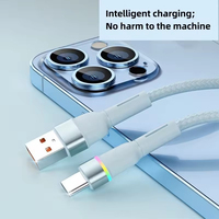 120W Nylon Tressé LED Lumière Super Rapide Charge Micro USB & Type C 1m Téléphone Mobile Câble de Données Coloré pour Téléphones Portables
