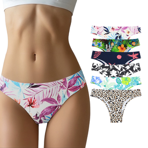 Braguitas de Bikini con Estampado Floral para Mujer, Personalizadas, de Nailon y Spandex, Transpirables, Sexys, Sin Costuras, Ecológicas, Tejidas con Patrón - Product Image 1