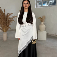2026 Sharut Wholesale Dubai Robes, hauts en dentelle, chemises et blouses musulmanes pour femmes, à manches longues, décontractées, en satin, modestes, avec dentelle