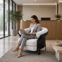 Fauteuil d'appoint rembourré en cuir bouclé avec pieds noirs, personnalisable OEM pour hôtel et salon