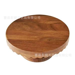 Soporte redondo de madera para pasteles, de madera maciza, multiusos, para postres de boda, aperitivos, duradero, de una sola pieza - Product Image 4