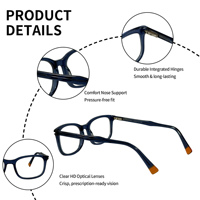Montura de Gafas Ópticas con Lentes Transparentes de PC, Monturas de Gafas Cuadradas Personalizadas con Aro Completo para Unisex, para Gafas de Lectura